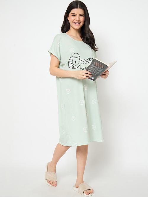 women prinyed short sleeves sleepshirt - 21911571 - Very Small Image - 1