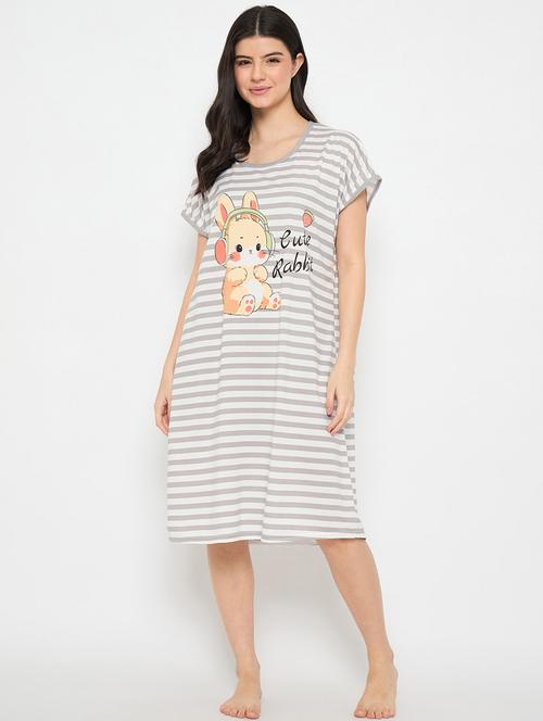 women striped short sleeves sleepshirt - 21911584 - Very Small Image - 1