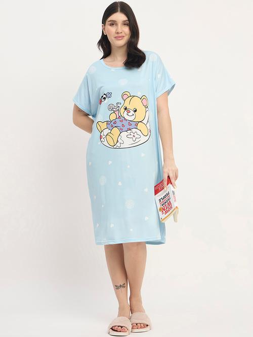 women printed short sleeves sleepshirt - 21911591 - Very Small Image - 1