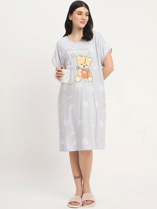 women printed short sleeves sleepshirt - 21911595 - Very Small Image - 1