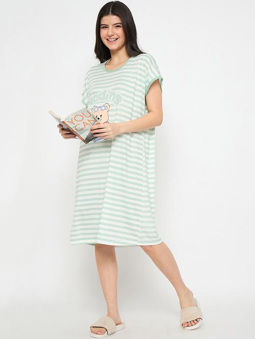 women printed short sleeves sleepshirt - 21911598 - Very Small Image - 1