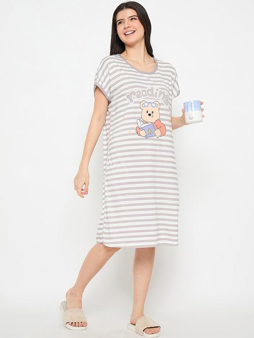 women printed short sleeves sleepshirt - 21911599 - Very Small Image - 1