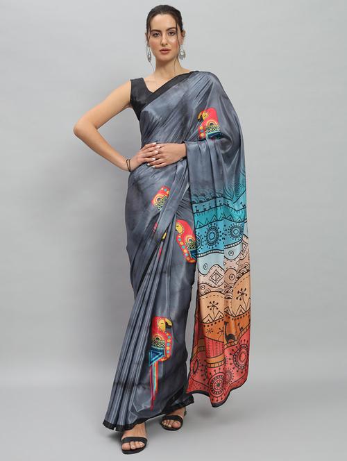 women printed casual wear saree with blouse - 21911861 - Very Small Image - 1