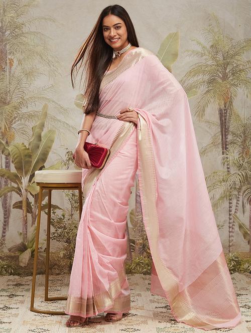 women solid with bordered ready to wear saree with blouse - 21911907 - Very Small Image - 1
