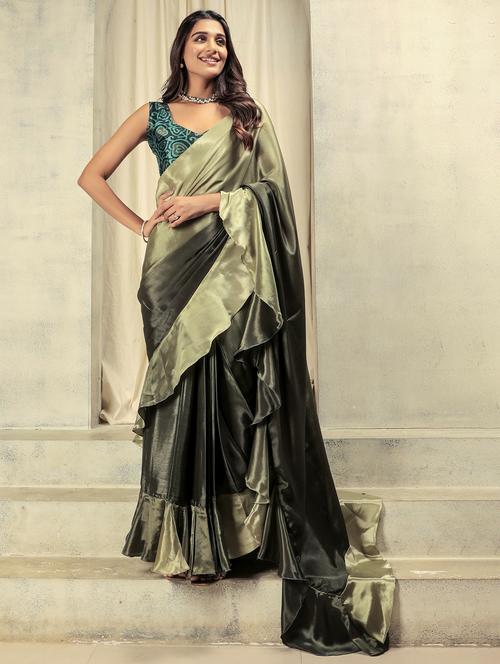 women ombre printed ready to wear saree with blouse - 21911939 - Very Small Image - 1