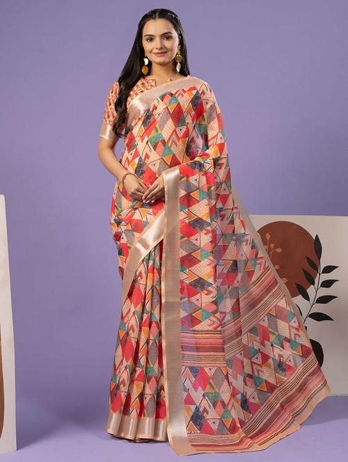 women printed ready to wear saree with blouse - 21911991 - Very Small Image - 1