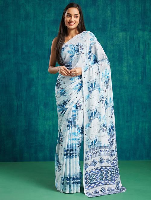 women printed casual wear saree with blouse - 21911999 - Very Small Image - 1