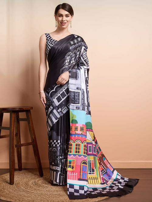 women printed casual wear saree with blouse - 21912099 - Very Small Image - 1