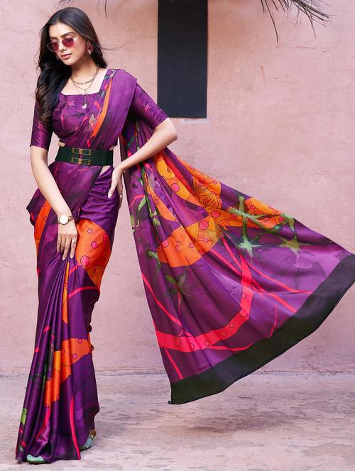women printed casual wear saree with blouse - 21912100 - Very Small Image - 1