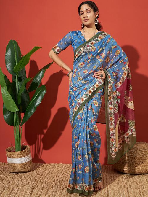 women printed casual wear saree with blouse - 21912109 - Very Small Image - 1