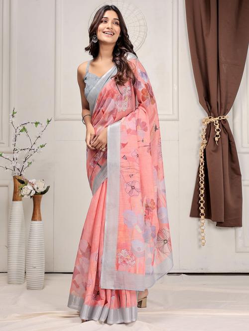 women printed casual wear saree with blouse - 21912126 - Very Small Image - 1