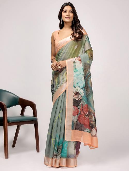 women printed casual wear saree with blouse - 21912131 - Very Small Image - 1