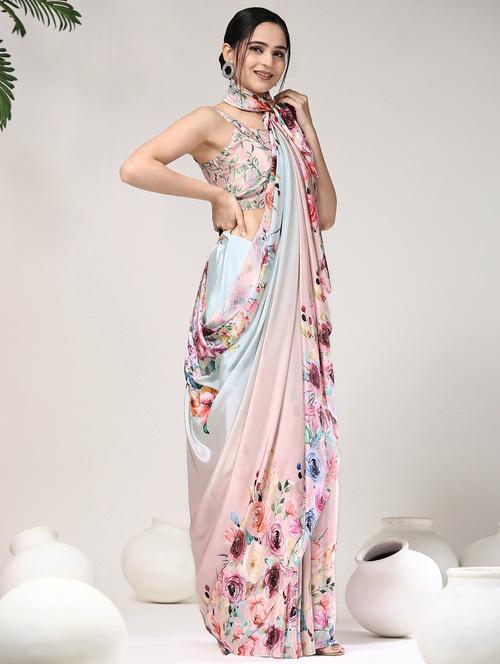 women printed casual wear saree with blouse - 21912249 - Very Small Image - 1