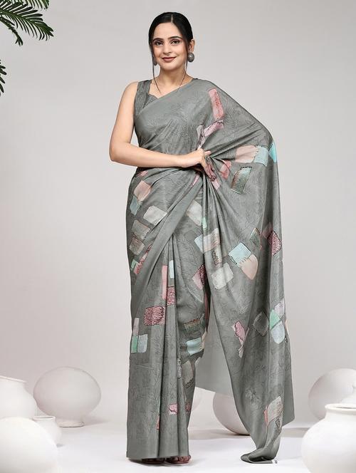 women printed casual wear saree with blouse - 21912255 - Very Small Image - 1