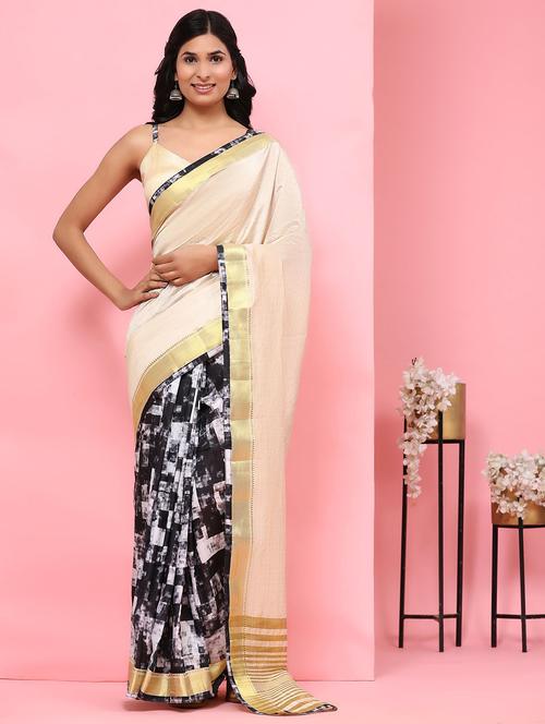women printed half & half saree with blouse - 21912270 - Very Small Image - 1