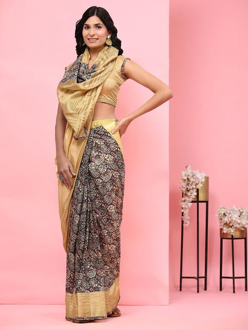 women printed half & half saree with blouse - 21912271 - Very Small Image - 1