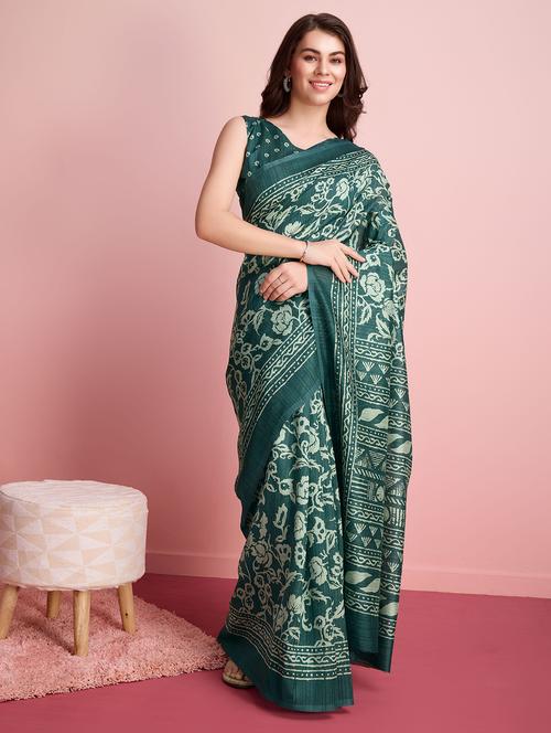 women printed casual wear saree with blouse - 21912331 - Very Small Image - 1