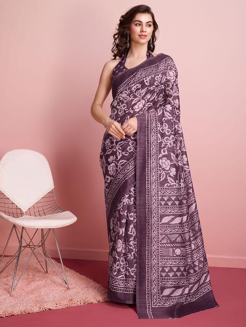 women printed casual wear saree with blouse - 21912333 - Very Small Image - 1