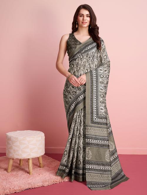 women printed casual wear saree with blouse - 21912334 - Very Small Image - 1