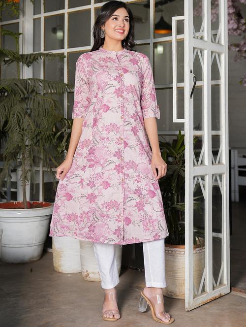 women three quarter sleeve a-line kurta - 21913193 - Very Small Image - 1