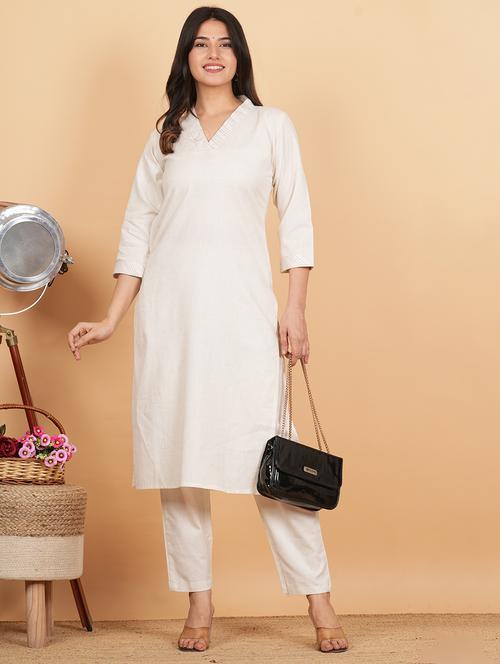 women three quarter sleeve kurta pant set - 21913231 - Very Small Image - 1