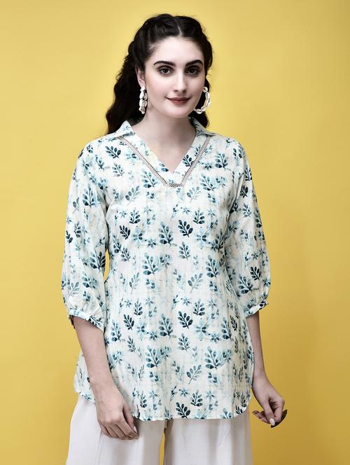 women off white floral printed a-line kurti - 21913444 - Very Small Image - 1