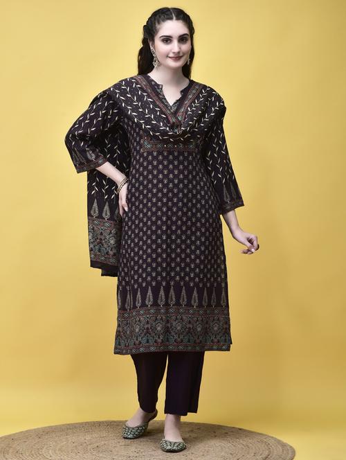 women three quarter sleeve kurta pant with dupatta set - 21913573 - Very Small Image - 1