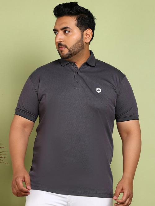 men plus size solid short sleeves polo t-shirt - 21914004 - Very Small Image - 1