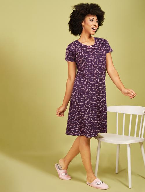 women printed short sleeves sleepshirt - 21915401 - Very Small Image - 1