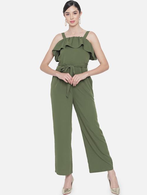 women solid shoulder strap full length jumpsuit - 21916429 - Very Small Image - 1
