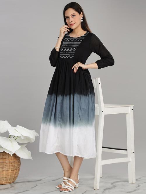 women embroidered round neck fit & flare ethnic dress - 21916482 - Very Small Image - 1