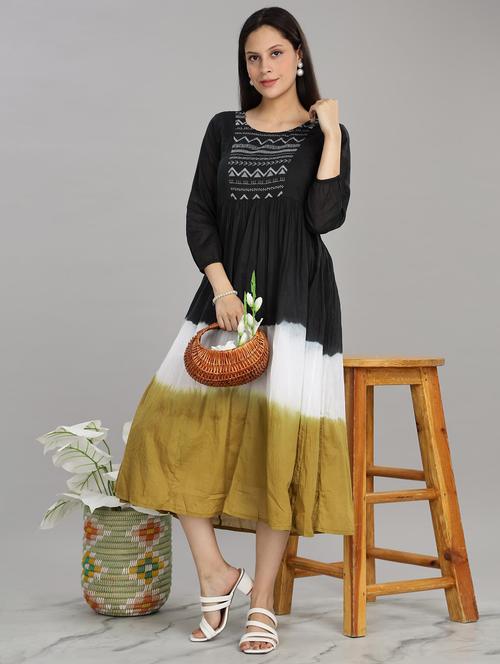 women embroidered round neck fit & flare ethnic dress - 21916485 - Very Small Image - 1