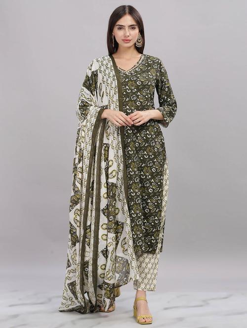 women three quarter sleeve kurta pant with dupatta set - 21916652 - Very Small Image - 1