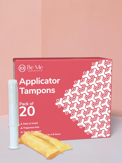 be me regular flow applicator tampons - 20 pcs| easy to use rash & stain free periods| leak protection, super-absorbent tampons - 21916665 - Very Small Image - 1