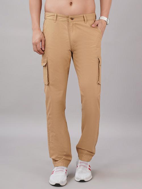 men beige solid mid rise cargo - 21917052 - Very Small Image - 1