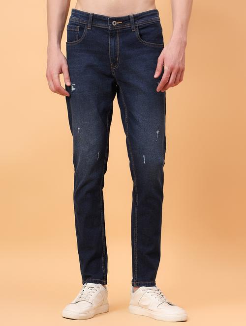 men solid distressed mid irse slim fit jeans - 21917068 - Very Small Image - 1
