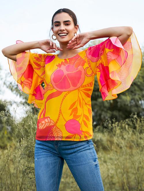 women floral printed flared sleeves top - 21917180 - Very Small Image - 1