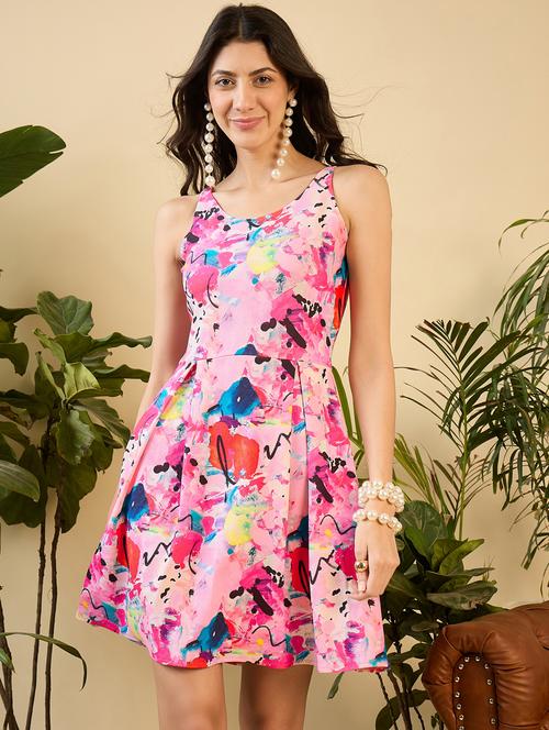 women printed sleeveless a-line dress - 21917216 - Very Small Image - 1