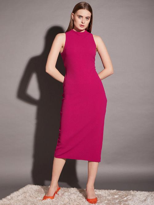 women solid mock neck sleeveless bodycon dress - 21917242 - Very Small Image - 1