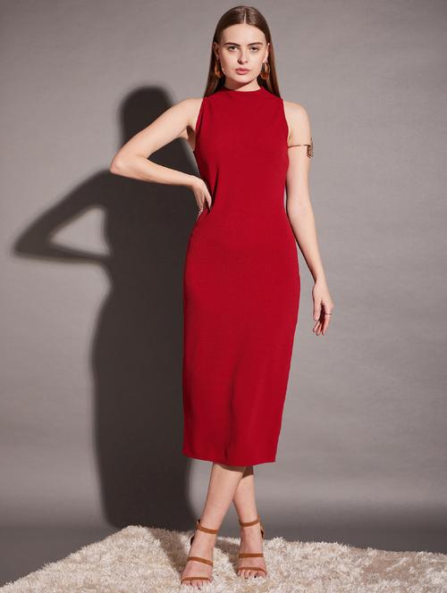 women solid mock neck sleeveless bodycon dress - 21917243 - Very Small Image - 1