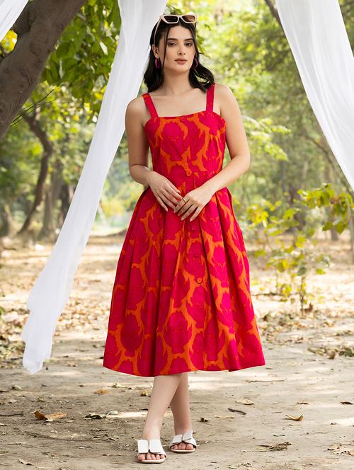 women floral printed sleeveless fit & flare dress - 21917250 - Very Small Image - 1