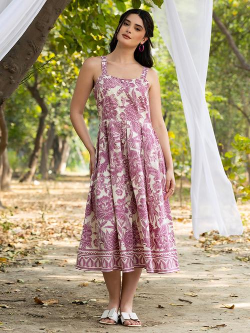 women floral printed sleeveless fit & flare dress - 21917252 - Very Small Image - 1