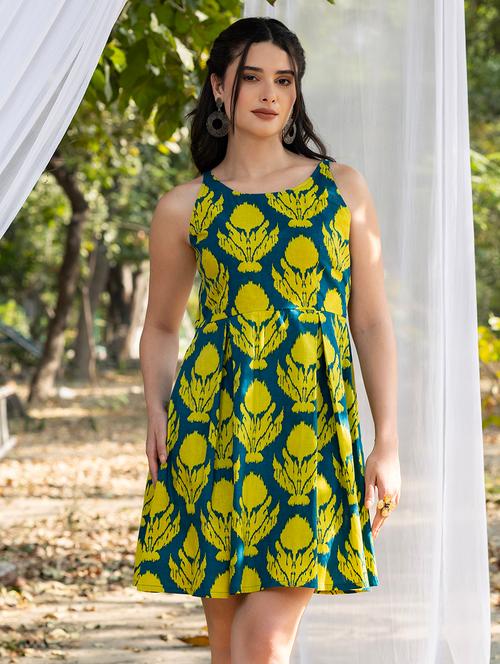 women printed shoulder strap fit & flare dress - 21917269 - Very Small Image - 1