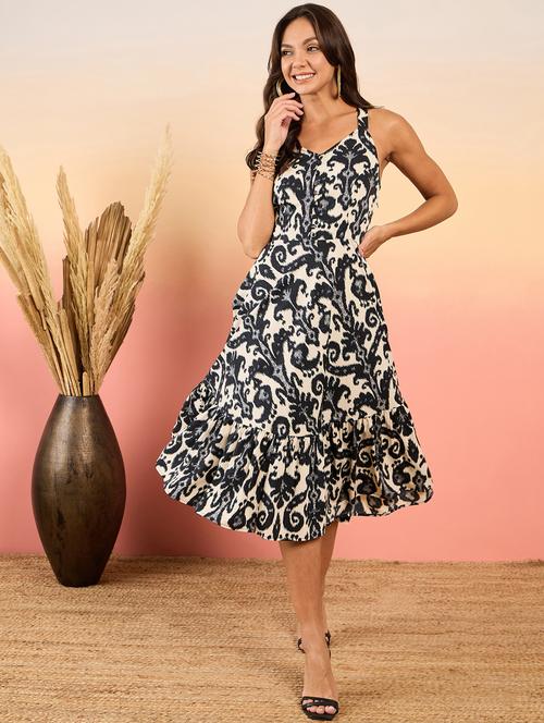 women printed shoulder strap tiered dress - 21917291 - Very Small Image - 1