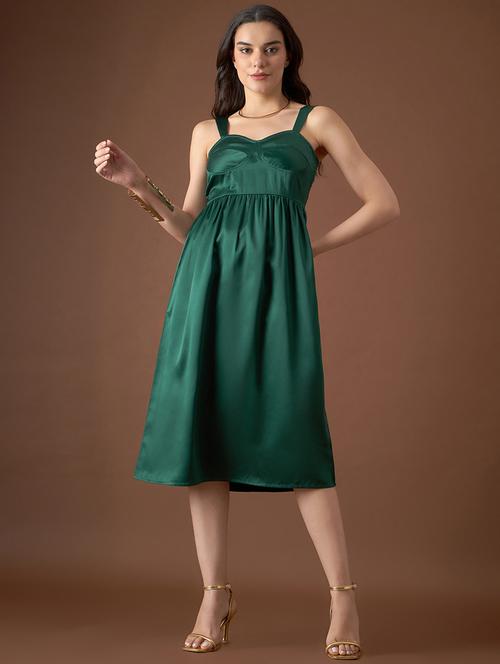 Women Solid Shoulder Strap A-line Dress - 21917369 - Very Small Image - 1