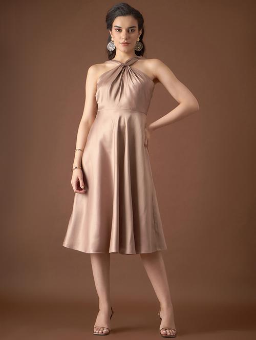 women solid hlater neck sleeveless fit & flare dress - 21917371 - Very Small Image - 1