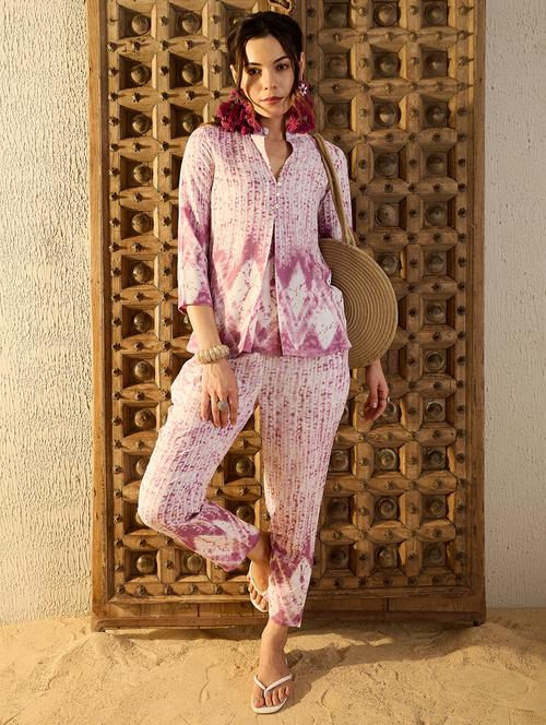 women tie & dye top & trouser co-ord set - 21917465 - Very Small Image - 1