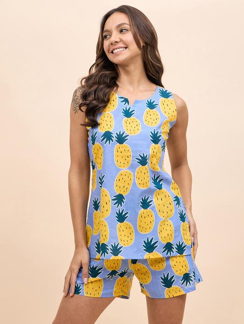 women printed nightwear shorts set - 21917763 - Very Small Image - 1