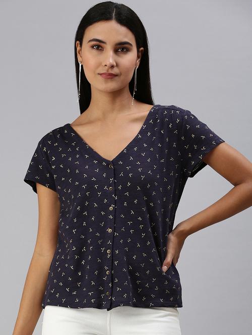 women printed short sleeve regular top - 21918217 - Very Small Image - 1
