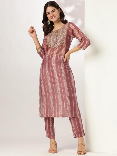 women three quarter sleeve kurta pant set - 21918798 - Very Small Image - 1
